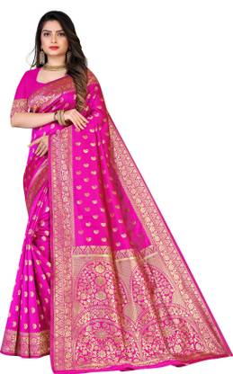 SK SILK MILL Woven Banarasi Cotton Silk Saree with Unstitched Blouse