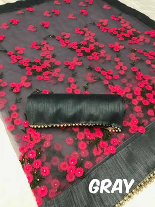 Embroidered Fashion Net Saree