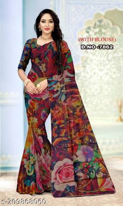 Printed Bollywood Silk Blend Saree