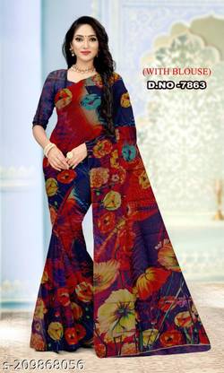 Printed Bollywood Silk Blend Saree