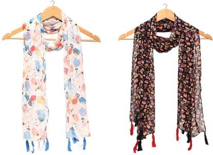 mss FASHION Printed Chiffon Women Scarf, Stole, Fancy Scarf