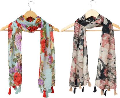RiddleNeedle Printed Chiffon Women Scarf, Stole, Fancy Scarf