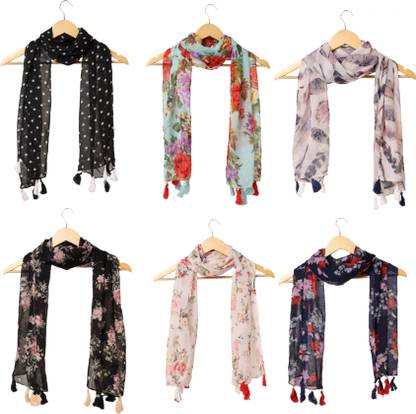 mss FASHION Printed Chiffon Women Scarf, Stole, Fancy Scarf