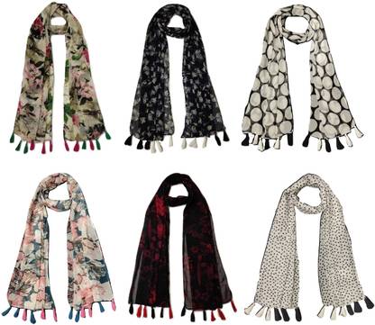 mss FASHION Floral Print Chiffon Women Scarf, Stole, Fancy Scarf