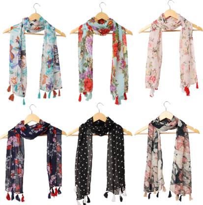 RiddleNeedle Floral Print Chiffon Women Scarf, Stole