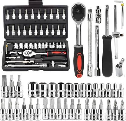 MOHINNI CREATION High Quality 46pcs 1/4-Inch Tool Ratchet Wrench tool Kit Household Socket Set