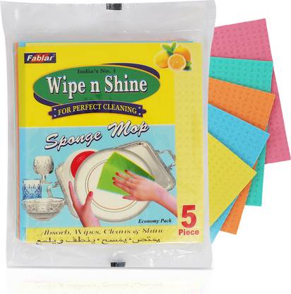 Fablas Wipe n Shine Reusable Biodegradable Sponge Wipes - Super Absorbent, Scratch-Free Sponge Wipe, Scrub Pad, Scrub Sponge