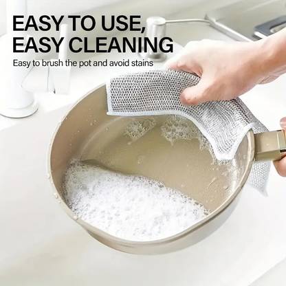 Spefez Pack of 4 Stainless Steel Wire Cloth Dish Washing Scrub Pad cC*4.13 Dishwash Bar