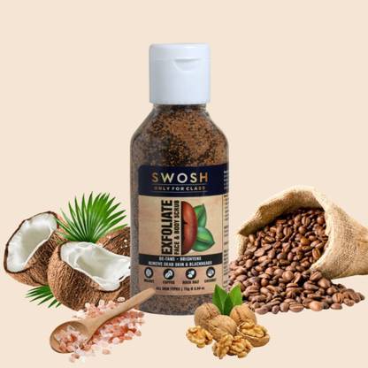 SWOSH Skin Brightening Scrub De-Tan Ayurveda Exfoliate Knee, Elbows, Face, Scalp, Arms Scrub
