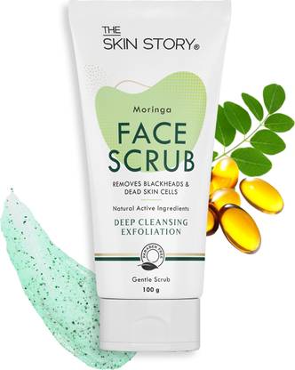 The Skin Story Moringa Exfoliating Gentle Face Scrub, Blackhead & Tan Remover, Glowing Skin Scrub