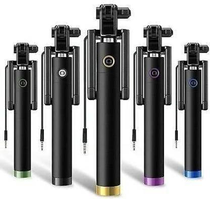 Sharp beak for Mobile Phone for clicking Photos & Making Video with Attached AUX Cable | for Android - Multicolor Cable Selfie Stick