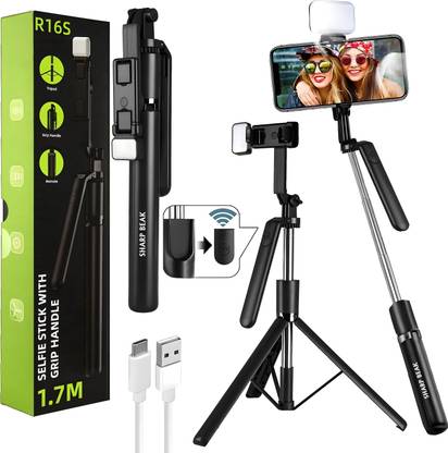 Sharp beak R16s Selfie Stick Tripod with Bluetooth Remote 1.7M Three-axis Anti-shake Mobile Phone Holder for Smartphone Gopro Camera Bluetooth Selfie Stick