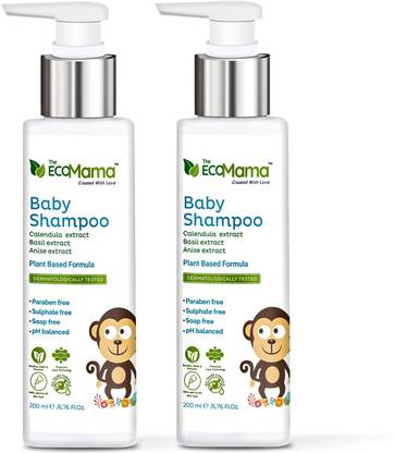 The Eco Mama Gentle Baby Shampoo-Softly Cleans Hair & Scalp,Soft Shiny Tear-Free(pack of 2)
