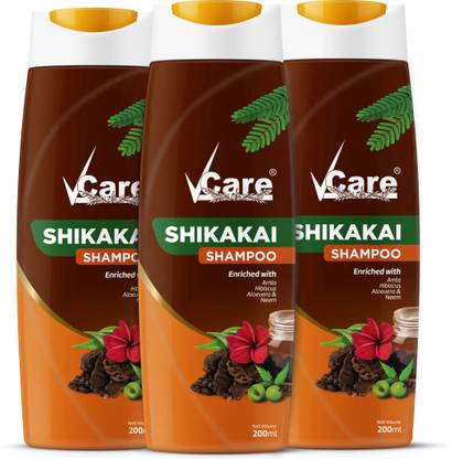 Vcare Shikakai Shampoo (Pack of 3),With Goodness Of Natural Amla,Hibiscus, Aloe & Neem