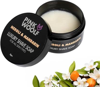 Pink Woolf Luxury Shaving Soap for Men & Women | Classic Zesty Fragrance - Neroli & Mandarin | Refreshing and Moisturizing | Great Addition to Your Shaving Kit Shaving Soap