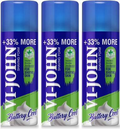 VI-JOHN Shaving Foam For Sensitive Skin (400 gm Each, Pack Of 3)