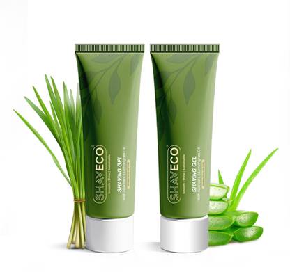 SHAVECO Natural Shaving Gel | Aloe Vera & Lemongras | 100 gm each| Pack of 2