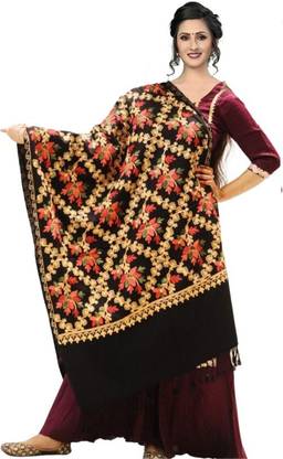 RADHE PRODUCTS Wool Embroidered Women Shawl