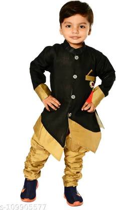 MS BROTHERS Churidar Solid Sherwani