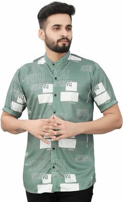 Men Printed Casual Green Shirt