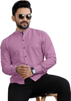 Men Solid Casual Pink Shirt