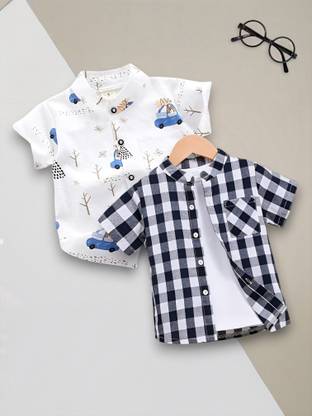 Boys Checkered Party Multicolor Shirt