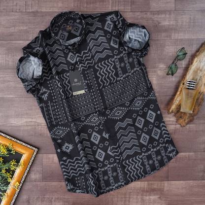 Men Printed Casual Black Shirt