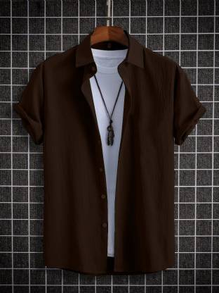 METRONAUT Men Solid Casual Brown Shirt