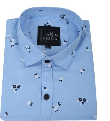 Liza Martin Men Printed Casual Light Blue Shirt