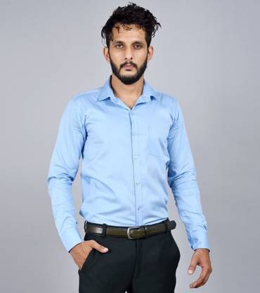 Men Solid Formal Blue Shirt