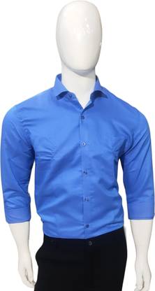 Men Solid Formal Blue Shirt