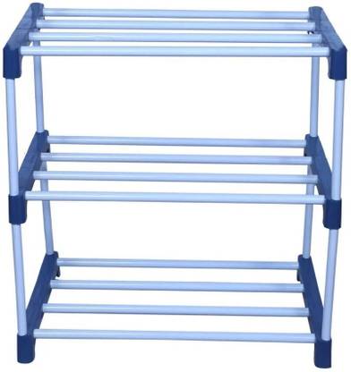 MEZIRE 3 shelves metal shoe stand, multipurpose rack, clothes racks, books rack shelf Metal, Plastic Shoe Stand