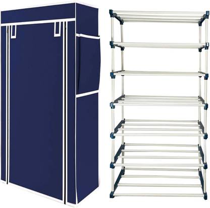 DEMARK Multipurpose shoe rack/Wardrobe Heavy Material PVC Plastic Pipes with cover Plastic Collapsible Shoe Stand