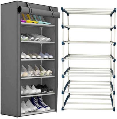 DEMARK Multipurpose shoe rack/Wardrobe PVC Plastic Pipes with cover Plastic Collapsible Shoe Stand