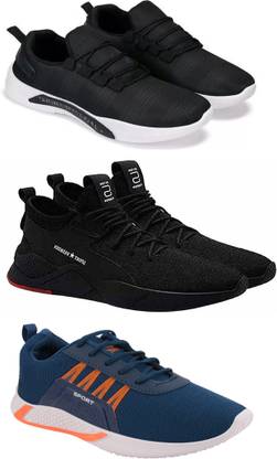 RKM Sport Shoe LaceUp Lightweight Multicolour Running Shoes For Men Pack Of 3 Running Shoes For Men