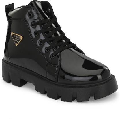POS Planet Of Shoes Planet Of Shoes Black Synthetic Leather Boots for Men's Boots For Men
