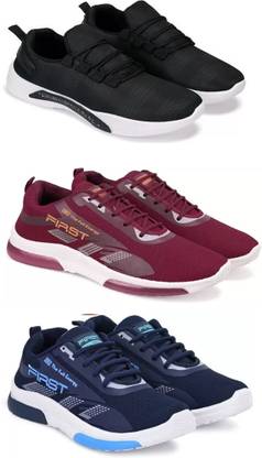 RKM Sport Shoe LaceUp Lightweight Multicolour Running Shoes For Men Pack Of 3 Running Shoes For Men