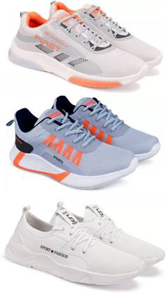 Pennon Sport Shoe LaceUp Lightweight Multicolour Running Shoes For Men Pack Of 3 Running Shoes For Men