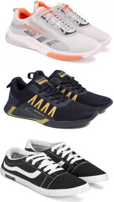 Gorofy Sport Shoe LaceUp Lightweight Multicolour Running Shoes For Men Pack Of 3 Running Shoes For Men