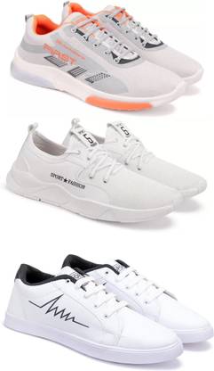RKM Sport Shoe LaceUp Lightweight Multicolour Running Shoes For Men Pack Of 3 Running Shoes For Men