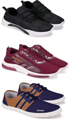 Gorofy Sport Shoe LaceUp Lightweight Multicolour Running Shoes For Men Pack Of 3 Running Shoes For Men