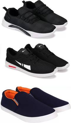 Gorofy Sport Shoe LaceUp Lightweight Multicolour Running Shoes For Men Pack Of 3 Running Shoes For Men