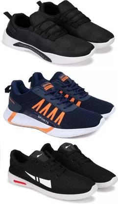 RKM Sport Shoe LaceUp Lightweight Multicolour Running Shoes For Men Pack Of 3 Running Shoes For Men