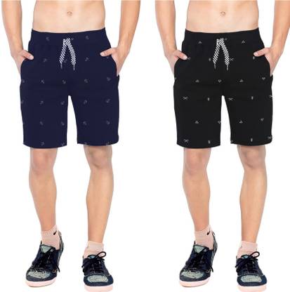 Printed Men Black, Blue Bermuda Shorts