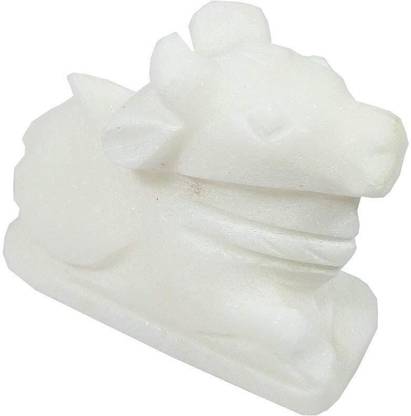 SK Craft Pure Marble Handcrafted White Nandi Idol Statue for Pooja Home Decorative Showpiece  -  5 cm