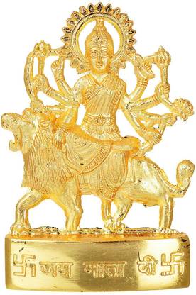 SBBCO Zinc Goddess Maa Durga Idol (7 cm x 5 cm x 0.5 cm, Gold) Decorative Showpiece  -  5 cm