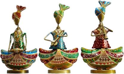 Metal Musician Figurine, Traditional Indian Satue 34 cm Couple & Human Figurine