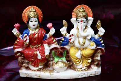 Aamrkoot marvel Divine Festive Collections Ganesh and Lakshmi Idols Decorative Showpiece  -  10.5 cm