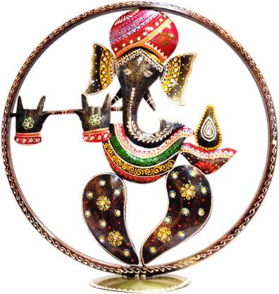 Ganesh Statue in Ring Playing Flute Traditional Indian Art Pieces 39 cm Religious Idol & Figurine
