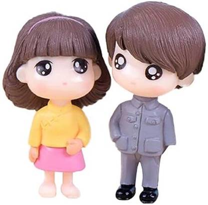 Sigaram Cute Couple Figurin Cartoon Miniature Showpiece Statue For Gift,Lovers K4248 Decorative Showpiece  -  5 cm
